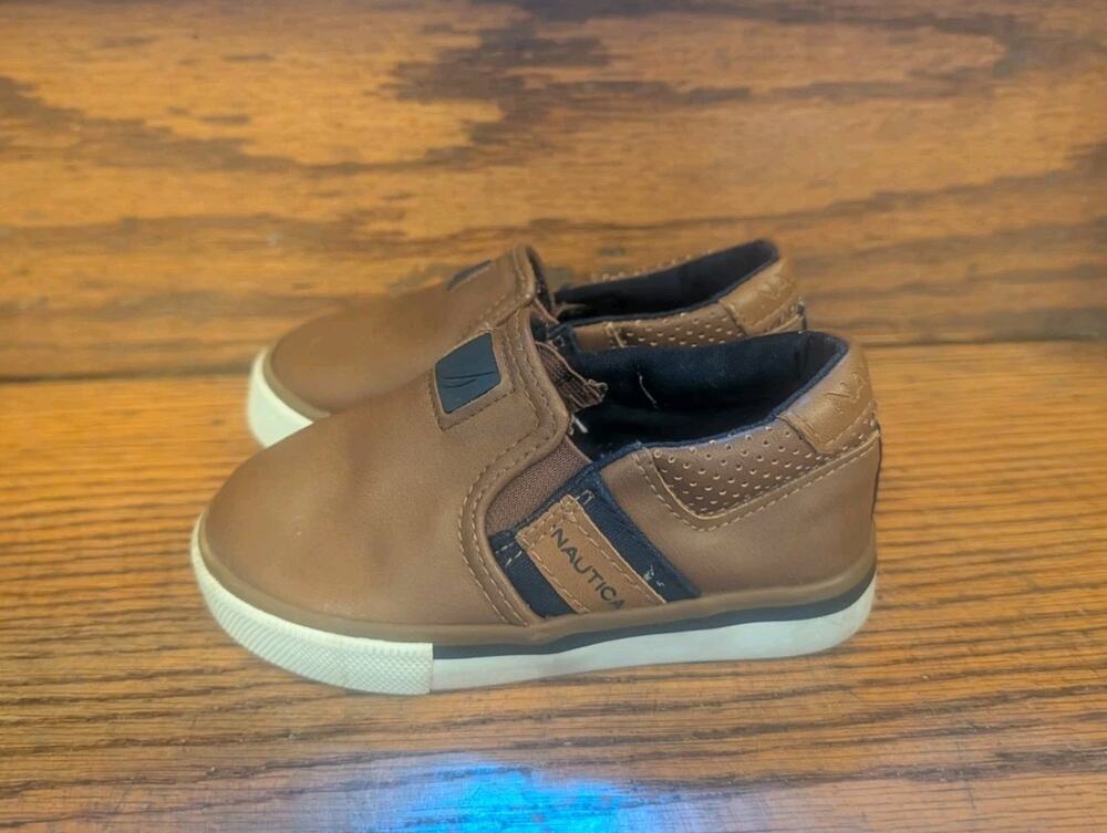 Nautica Casual Boat Moccasin Shoes Slip On Infant Boys 5 Brown Leather